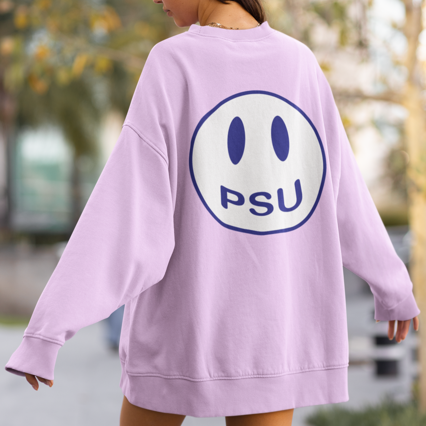 Embroidered Smiley Crewneck